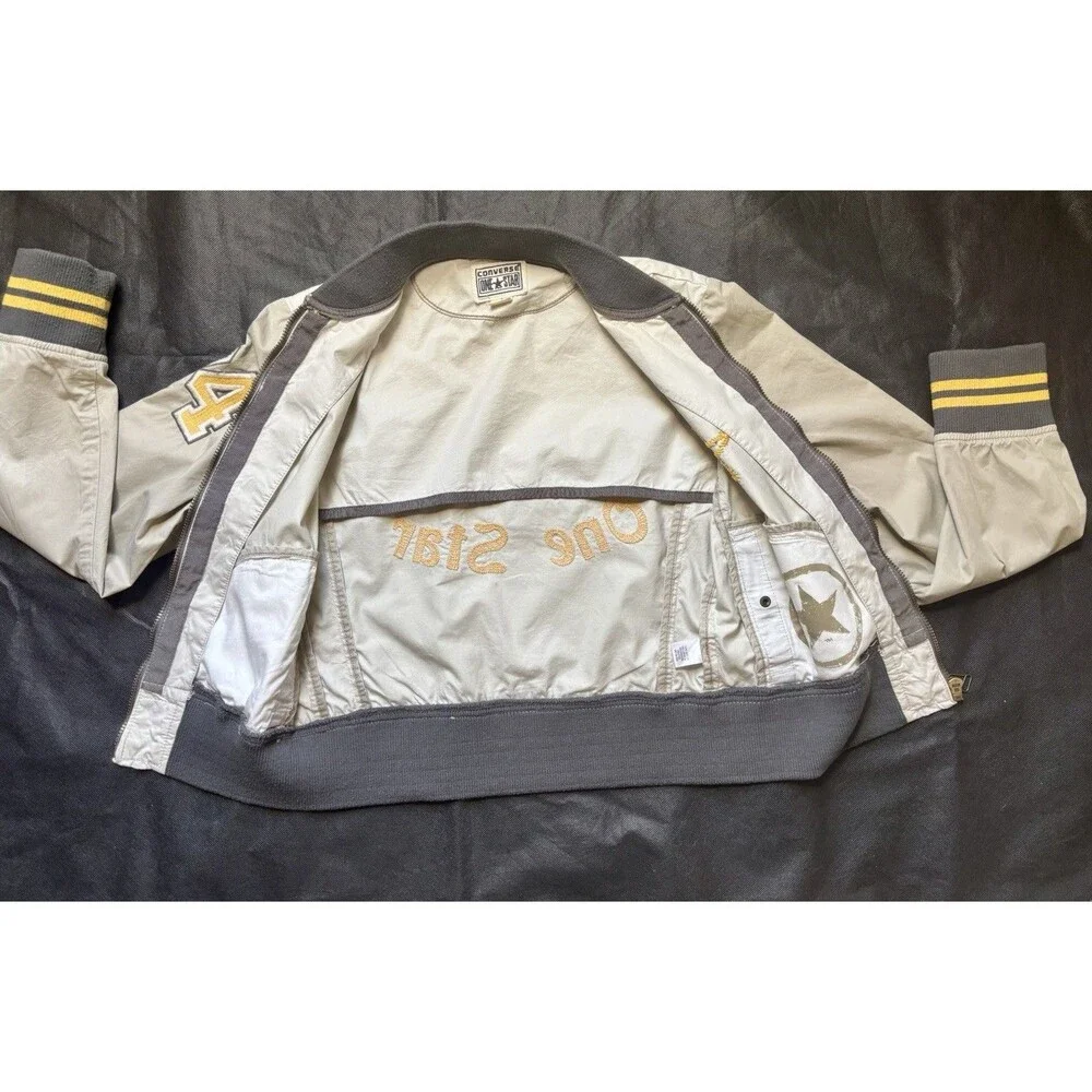 Converse One star Jacket Vtg Style Collegiate Full/Zip Y2K Embroidered 74 Sleeve